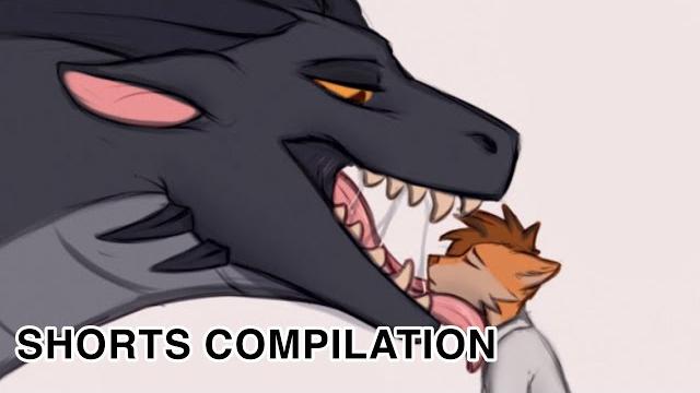 Female dragon eats fox (shorts compilation) // vore comic