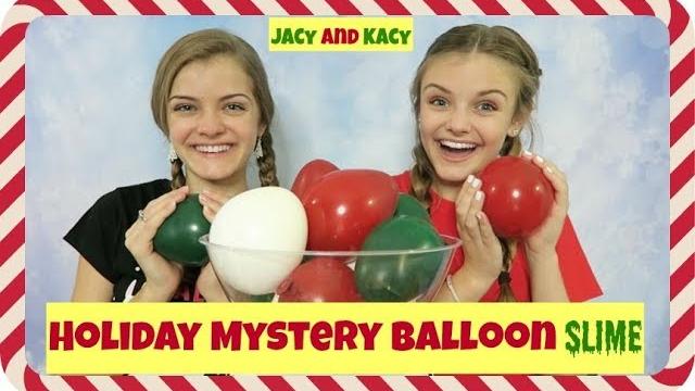 Holiday mystery balloon slime challenge ~ jacy and kacy