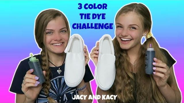 3 color tie dye shoe challenge ~ diy fun shoes ~ jacy and kacy