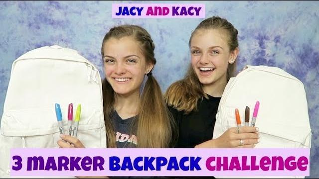 3 marker backpack challenge ~ fun back to school diy ~ jacy and kacy