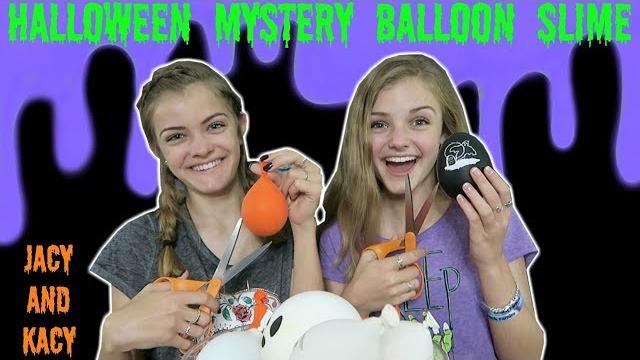 Halloween mystery balloon slime challenge ~ jacy and kacy