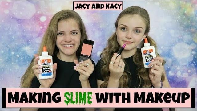 Making slime with makeup challenge ~ jacy and kacy