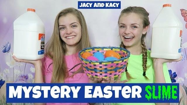 Mystery surprise easter slime challenge ~ jacy and kacy