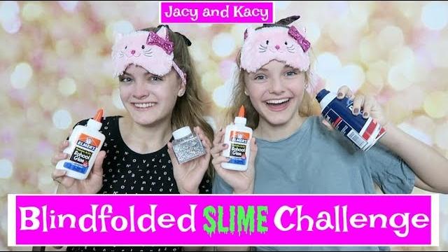 Blindfolded slime challenge ~ jacy and kacy